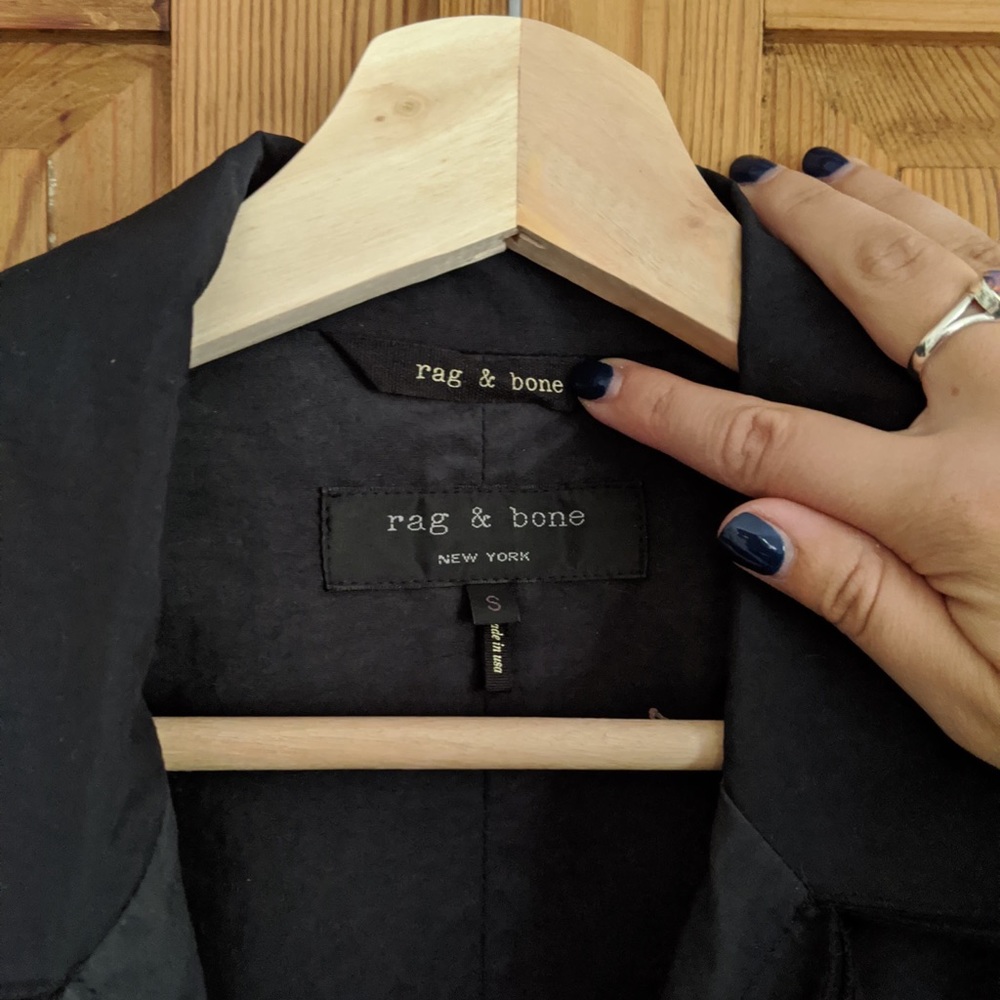 rag & bone black trench coat size small- new!